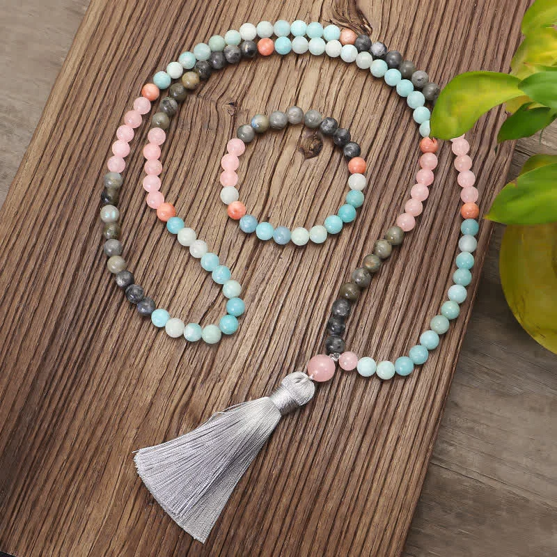 Unique Bracelets for Men with Distinct Patterns-108 Mala Beads Amazonite Black Glitter Stone Positive Tassel Bracelet (Extra 30% Off | USE CODE: FS30) Unique Bracelets for Men with Distinct Patterns-108 Mala Beads Amazonite Black Glitter Stone Positive Tassel Bracelet (Extra 30% Off | USE CODE: FS30)