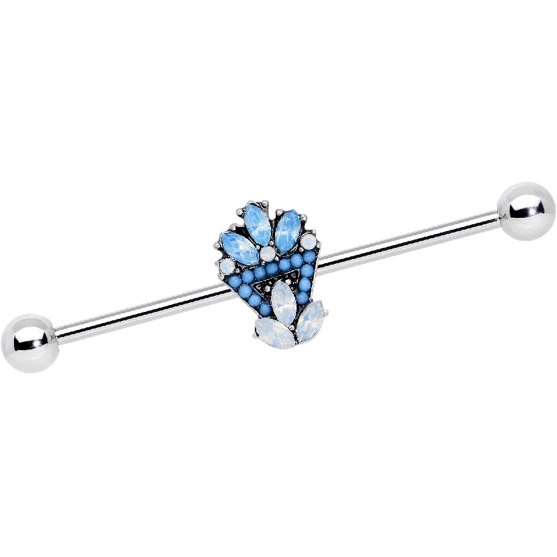 Women's Earrings – Elegant Designs for Every Personality--14 Gauge Blue White Faux Opal Ornate Industrial Barbell 38mm Women's Earrings – Elegant Designs for Every Personality--14 Gauge Blue White Faux Opal Ornate Industrial Barbell 38mm