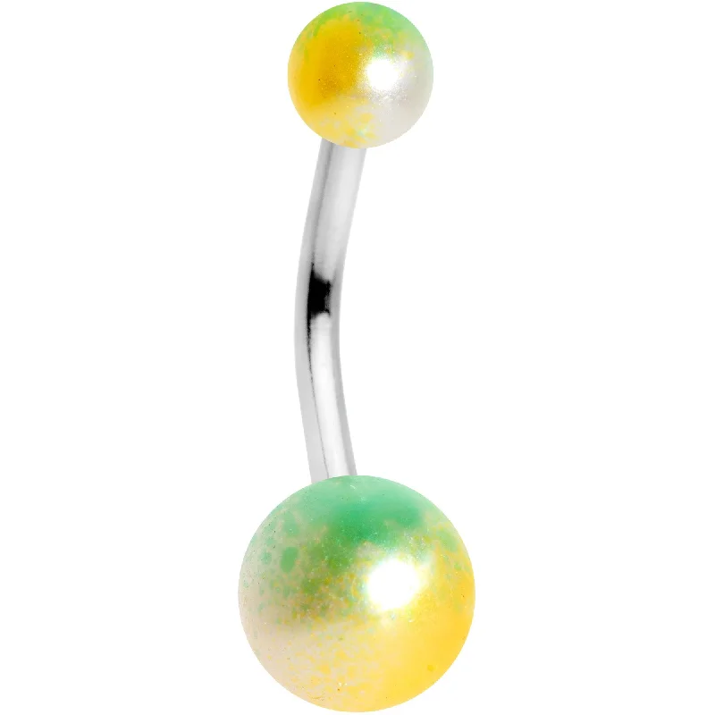 Comfortable Belly Rings with Creative Design -Yellow Green Pearlescent Acrylic Ball Belly Ring Comfortable Belly Rings with Creative Design -Yellow Green Pearlescent Acrylic Ball Belly Ring