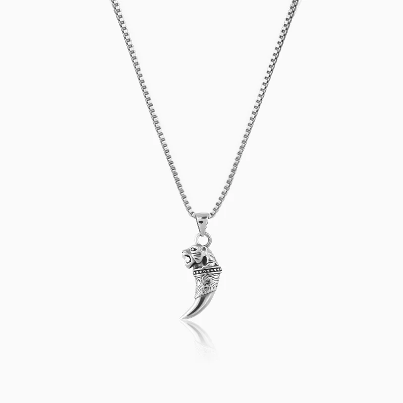 Exclusive Men's Necklaces & Pendants for the Modern Gentleman-Silver Tiger Tooth Pendant with Link Chain For Him Exclusive Men's Necklaces & Pendants for the Modern Gentleman-Silver Tiger Tooth Pendant with Link Chain For Him