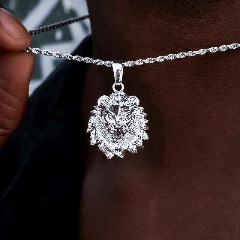 Exclusive Men's Necklaces & Pendants for the Modern Gentleman-Micro Lion Pendant in White Gold Exclusive Men's Necklaces & Pendants for the Modern Gentleman-Micro Lion Pendant in White Gold