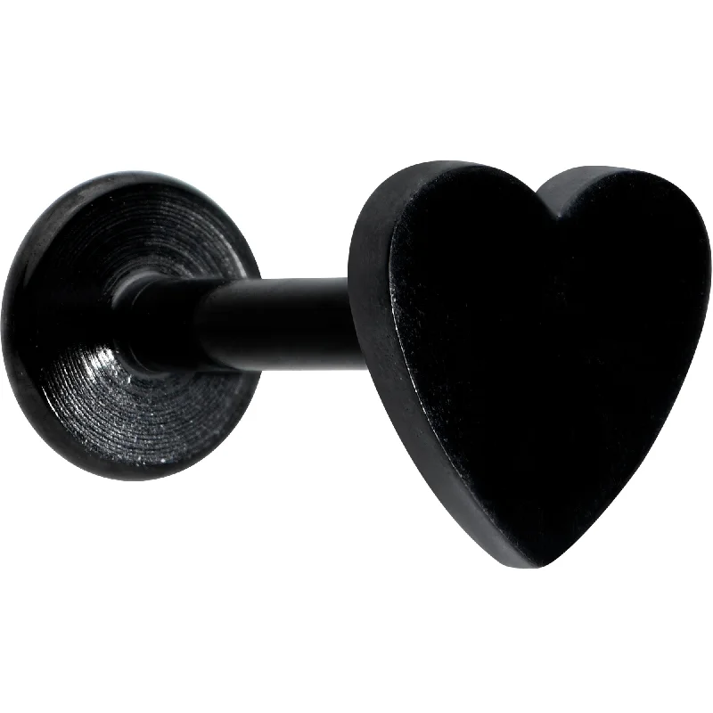 Lip Rings with Pearls for Elegant Style16 Gauge 5/16 Black Simple Heart Internally Threaded Labret Tragus