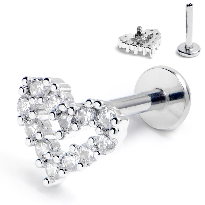 Custom Lip Rings for Personalized Fashion16 Gauge 5/16 Clear CZ Gem Open Heart Internally Threaded Labret Tragus Custom Lip Rings for Personalized Fashion16 Gauge 5/16 Clear CZ Gem Open Heart Internally Threaded Labret Tragus