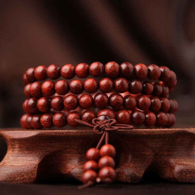 Elegant Bracelets for Men-Buddha Stones Tibetan Small Leaf Red Sandalwood 108 Beads Mala Meditation Bracelet Elegant Bracelets for Men-Buddha Stones Tibetan Small Leaf Red Sandalwood 108 Beads Mala Meditation Bracelet