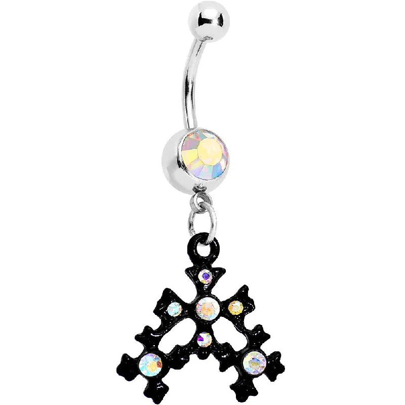 Belly Rings with Colorful Accents for Bold Style -Aurora Czech Stone Black Snow Flurry Dangle Belly Ring Belly Rings with Colorful Accents for Bold Style -Aurora Czech Stone Black Snow Flurry Dangle Belly Ring
