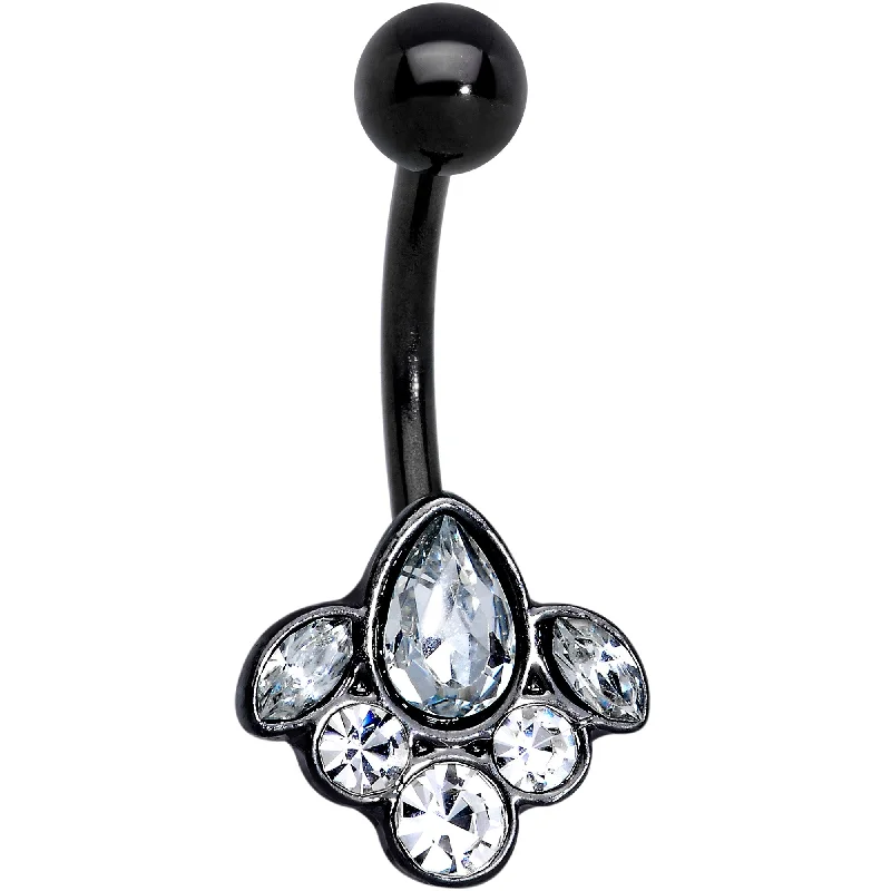 Stunning Belly Rings for Trendy Looks -Clear Gem Black Anodized Classic Cluster Belly Ring Stunning Belly Rings for Trendy Looks -Clear Gem Black Anodized Classic Cluster Belly Ring