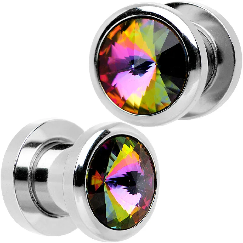 Women's Earrings – Elegant Designs for Every Personality--2 Gauge Stainless Steel Vitrail Medium Screw Fit Plug Set Women's Earrings – Elegant Designs for Every Personality--2 Gauge Stainless Steel Vitrail Medium Screw Fit Plug Set