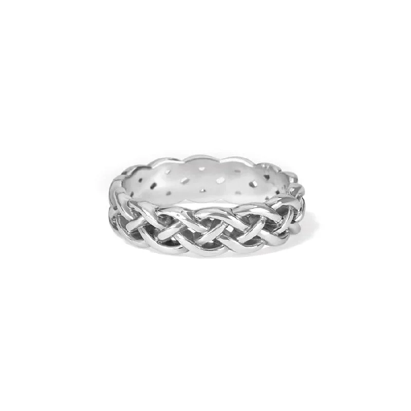 Chic Women's Rings for Fashion-Forward Looks-Interlok Braid Band Ring