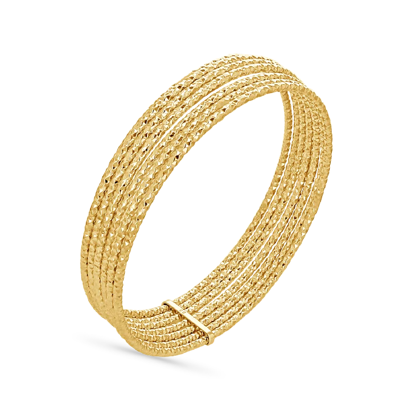 Gold-Plated Beaded Bracelets for Men-Sparkle Seven Stack Bangle