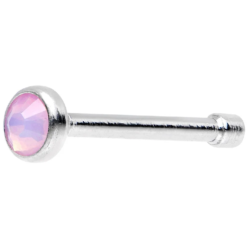 Nose Rings for Every Style Preference -Stainless Steel 2mm Pink Imitation Opalite Stone Nose Bone
