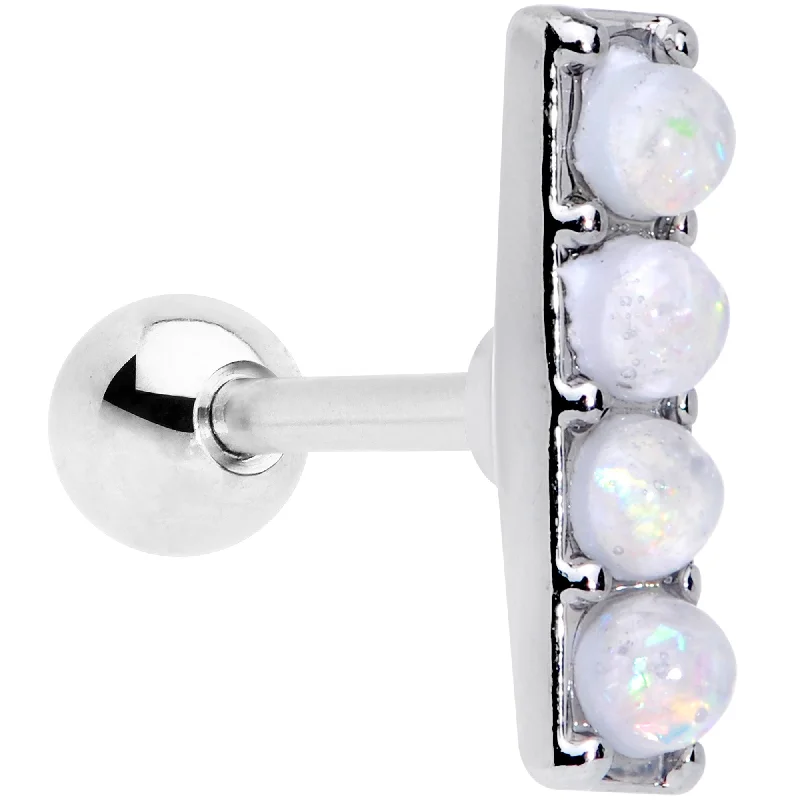 Women's Earrings – Elegant Designs for Every Personality--16 Gauge 1/4 White Faux Opal Quad Cartilage Tragus Earring Women's Earrings – Elegant Designs for Every Personality--16 Gauge 1/4 White Faux Opal Quad Cartilage Tragus Earring