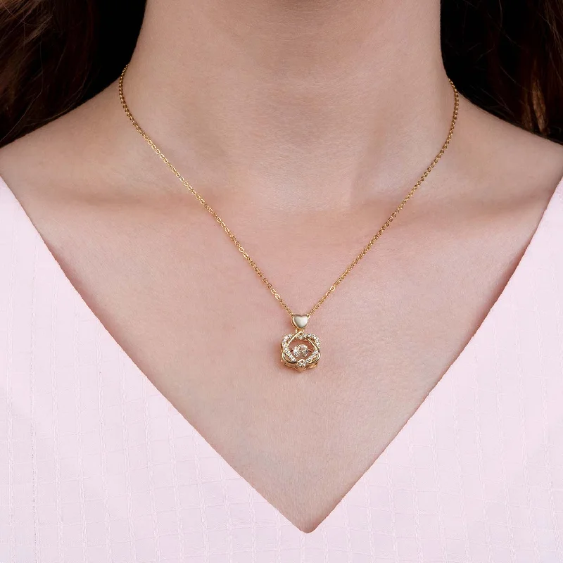Shop Classic Women's  Necklaces & Pendants with a Modern Twist-Gold Heart Dancing Diamond Necklace