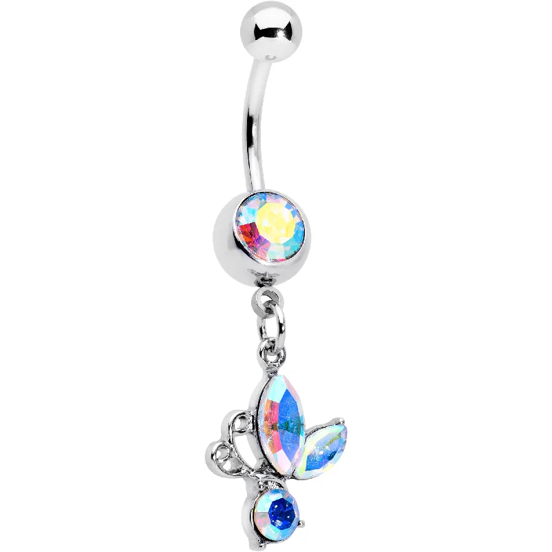 Unique Belly Rings for Fashion-Lovers -Aurora Gem Fleur de Lis Butterfly Dangle Belly Ring Unique Belly Rings for Fashion-Lovers -Aurora Gem Fleur de Lis Butterfly Dangle Belly Ring