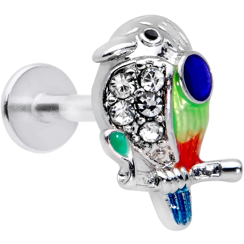 Chic Lip Rings for Every Fashionista16 Gauge 5/16 Clear Gem Tropical Parrot Bird Labret Monroe Tragus