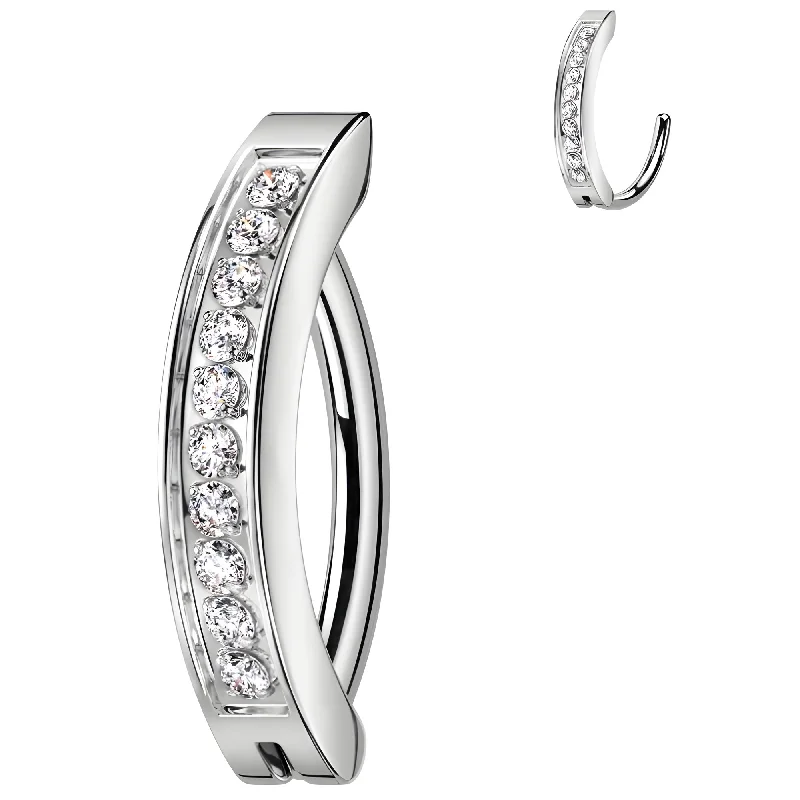 Trendy Belly Rings with Modern Touch -14 Gauge 1/2 CZ ASTM F-136 Implant Grade Titanium Hinged Hoop Belly Ring Trendy Belly Rings with Modern Touch -14 Gauge 1/2 CZ ASTM F-136 Implant Grade Titanium Hinged Hoop Belly Ring