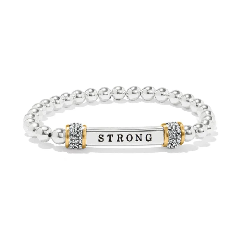 Personalized Gold Bangle Bracelets for Women-Meridian Strong Two Tone Stretch Bracelet