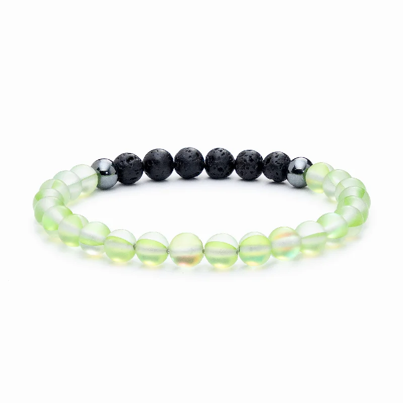 Thin Gemstone Bangles for Women-Glow Glass Diffuser Bracelet (Green)