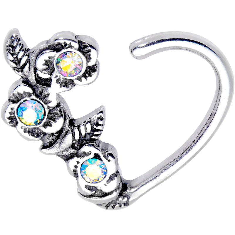 Women's Earrings – Elegant Designs for Every Personality--3/8 Aurora Gem Bunch of Roses Right Daith Cartilage Tragus Earring