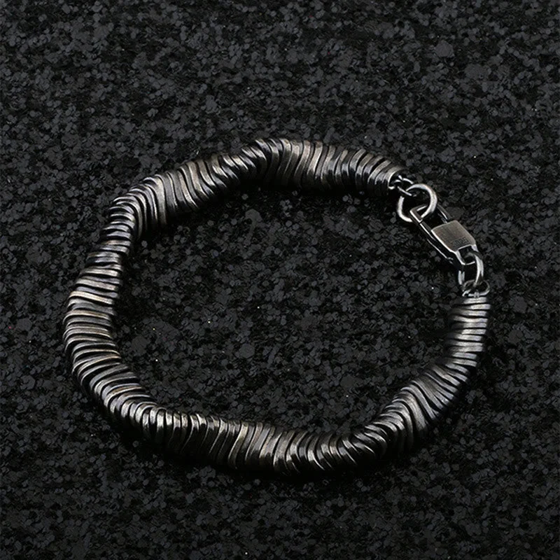 Men's Bracelets with Inspirational Symbols-Buddha Stones 925 Sterling Silver Vintage Twisted Design Wealth Healing Chain Bracelet Men's Bracelets with Inspirational Symbols-Buddha Stones 925 Sterling Silver Vintage Twisted Design Wealth Healing Chain Bracelet