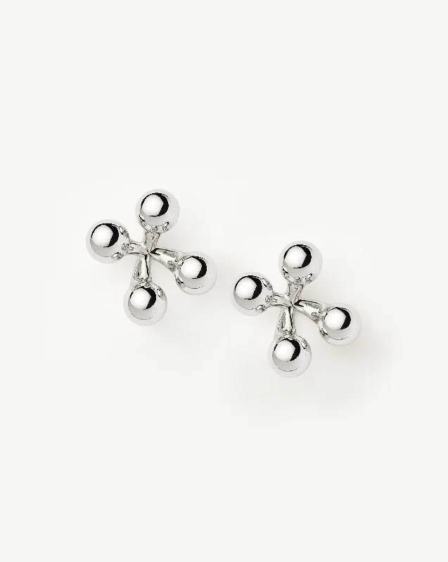 Women's Earrings – Elegant Designs for Every Personality--Atom Oversized Stud Earrings | Silver Plated Women's Earrings – Elegant Designs for Every Personality--Atom Oversized Stud Earrings | Silver Plated