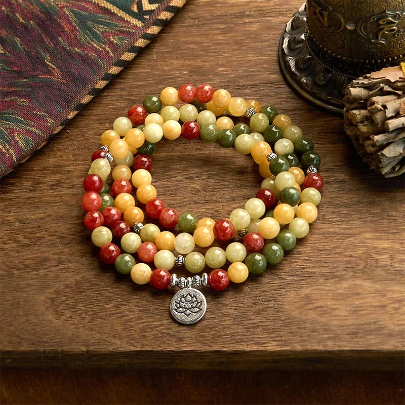 Trendy Stone Bracelets for Men-Buddha Stones 108 Mala Beads Natural Colored Stone Topaz Red Jasper Green Jasper Six True Words 'om Mani Padme Hum' Protection Bracelet Trendy Stone Bracelets for Men-Buddha Stones 108 Mala Beads Natural Colored Stone Topaz Red Jasper Green Jasper Six True Words 'om Mani Padme Hum' Protection Bracelet