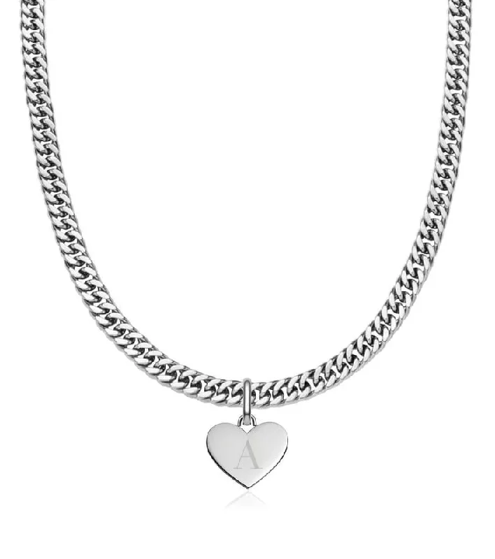 Shop Classic Women's Necklaces & Pendants with a Modern Twist-Heart Curb Chain Necklace (Silver) Shop Classic Women's Necklaces & Pendants with a Modern Twist-Heart Curb Chain Necklace (Silver)