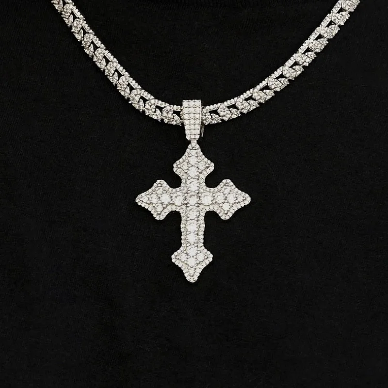 Exclusive Men's Necklaces & Pendants for the Modern Gentleman-Iced Gothic Cross in White Gold Exclusive Men's Necklaces & Pendants for the Modern Gentleman-Iced Gothic Cross in White Gold
