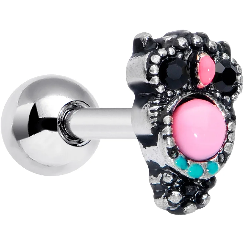 Women's Earrings – Elegant Designs for Every Personality--16 Gauge 1/4 Black Gem Pink Orb Owl Cartilage Tragus Earring Women's Earrings – Elegant Designs for Every Personality--16 Gauge 1/4 Black Gem Pink Orb Owl Cartilage Tragus Earring