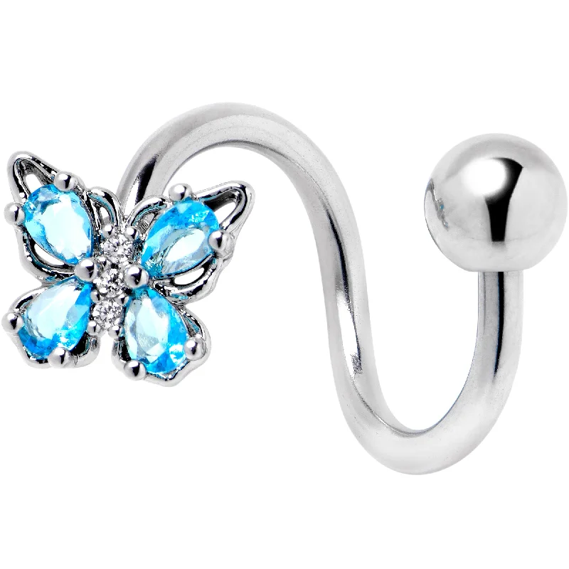 Belly Rings with Bold and Bright Stones -Blue Gem Baroque Beauty Butterfly Spiral Twister Belly Ring Belly Rings with Bold and Bright Stones -Blue Gem Baroque Beauty Butterfly Spiral Twister Belly Ring