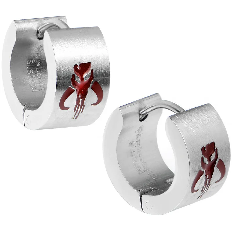 Women's Earrings – Elegant Designs for Every Personality--Officially Licensed Star Wars Mandalorian Symbol Hoop Huggy Earrings Women's Earrings – Elegant Designs for Every Personality--Officially Licensed Star Wars Mandalorian Symbol Hoop Huggy Earrings