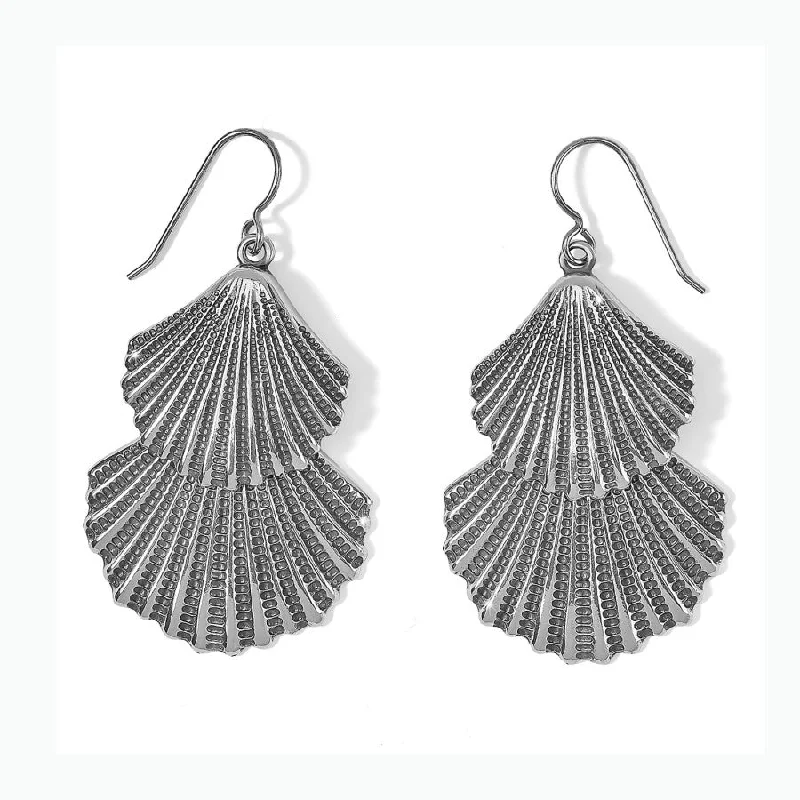 Women's Earrings – Elegant Designs for Every Personality--Silver Shells Two Tier French Wire Earrings