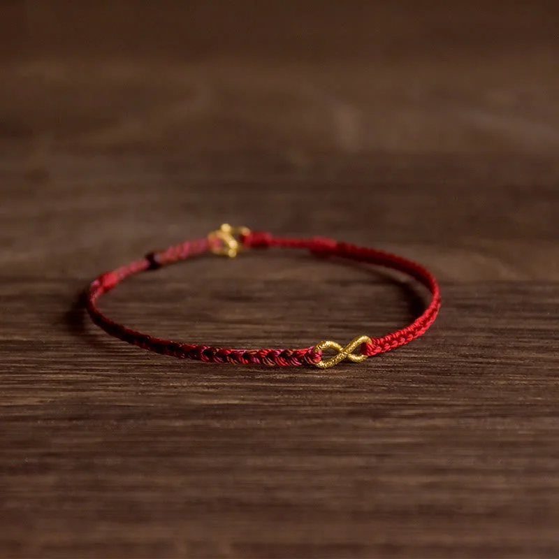 Men's Personalized Stone Bracelets-Buddha Stones 999 Gold Endless Knot Infinity Handmade Luck Rope Bracelet Men's Personalized Stone Bracelets-Buddha Stones 999 Gold Endless Knot Infinity Handmade Luck Rope Bracelet