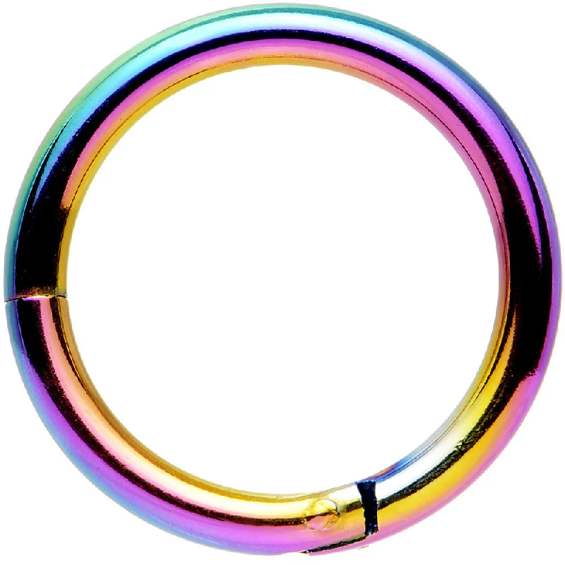 Lip Rings with Minimalist Appeal14 Gauge 3/8 Rainbow Anodized Hinged Segment Ring