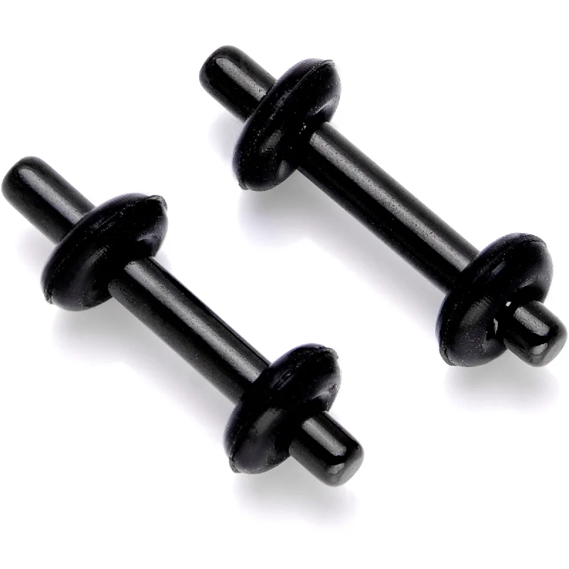 Women's Earrings – Elegant Designs for Every Personality--Black Anodized Titanium Micro Straight Plug Set 14 Gauge to 8 Gauge