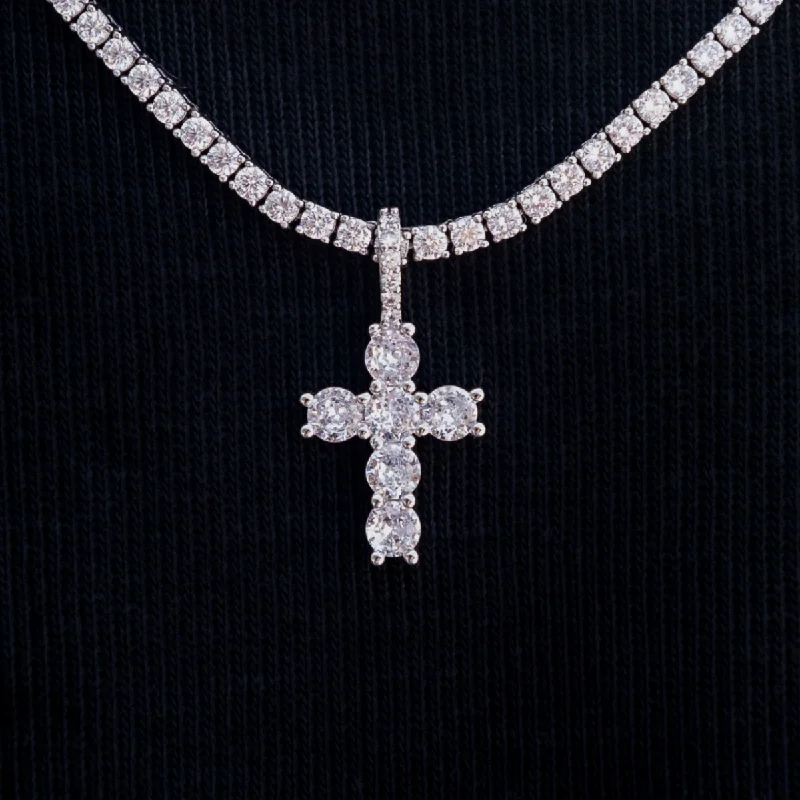 Exclusive Men's Necklaces & Pendants for the Modern Gentleman-Iced Micro Round Cross Exclusive Men's Necklaces & Pendants for the Modern Gentleman-Iced Micro Round Cross