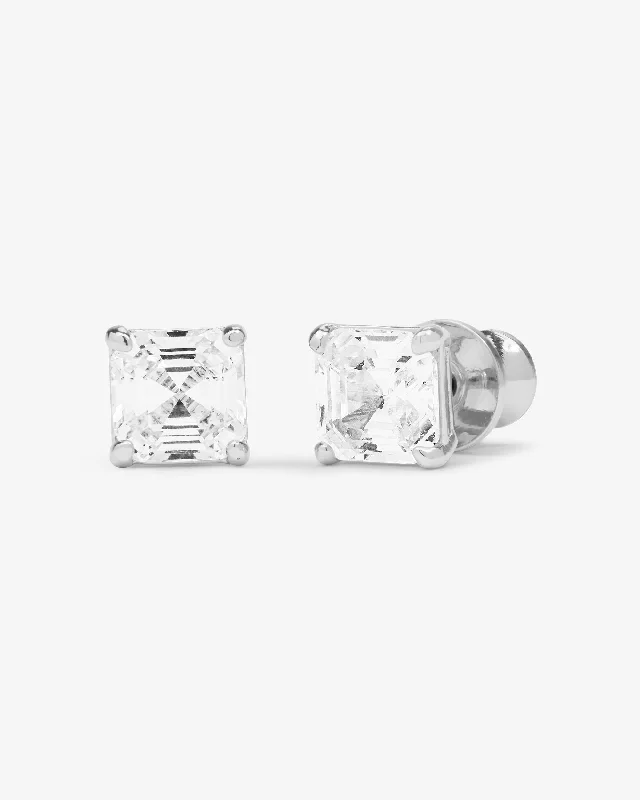 Women's Earrings – Elegant Designs for Every Personality--The Queen's 6mm Studs - Silver|White Diamondettes Women's Earrings – Elegant Designs for Every Personality--The Queen's 6mm Studs - Silver|White Diamondettes