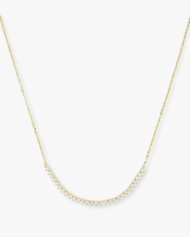Shop Classic Women's Necklaces & Pendants with a Modern Twist-Baby Not Your Basic Tennis Chain Necklace - Gold|White Diamondettes Shop Classic Women's Necklaces & Pendants with a Modern Twist-Baby Not Your Basic Tennis Chain Necklace - Gold|White Diamondettes