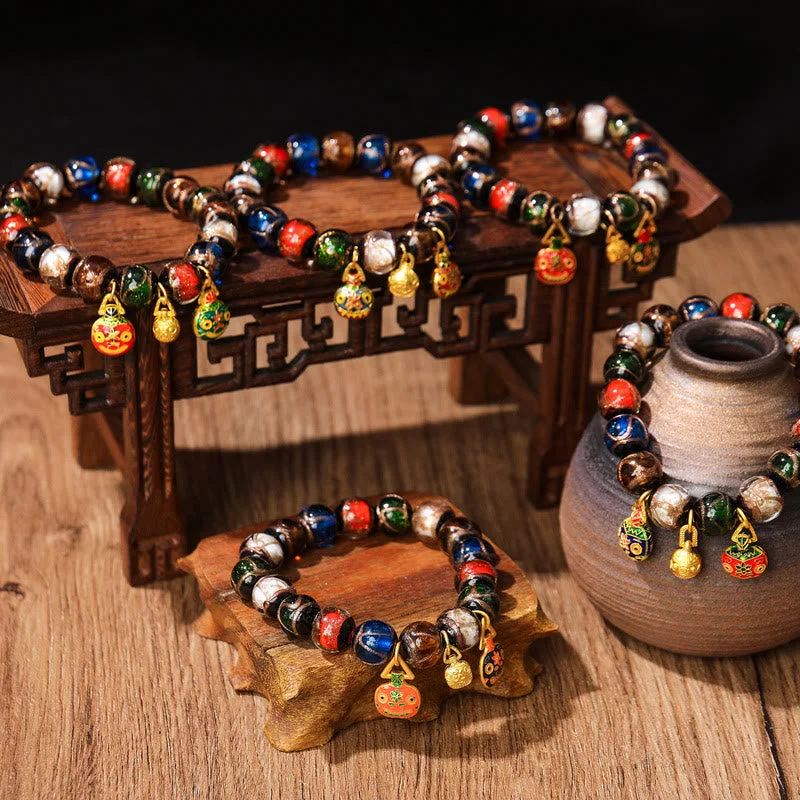 Luxury Silver Wedding Bangles for Women-Buddha Stones Five Elements Gold Swallowing Beast Family Charm Liuli Glass Bead Luck Bracelet Luxury Silver Wedding Bangles for Women-Buddha Stones Five Elements Gold Swallowing Beast Family Charm Liuli Glass Bead Luck Bracelet