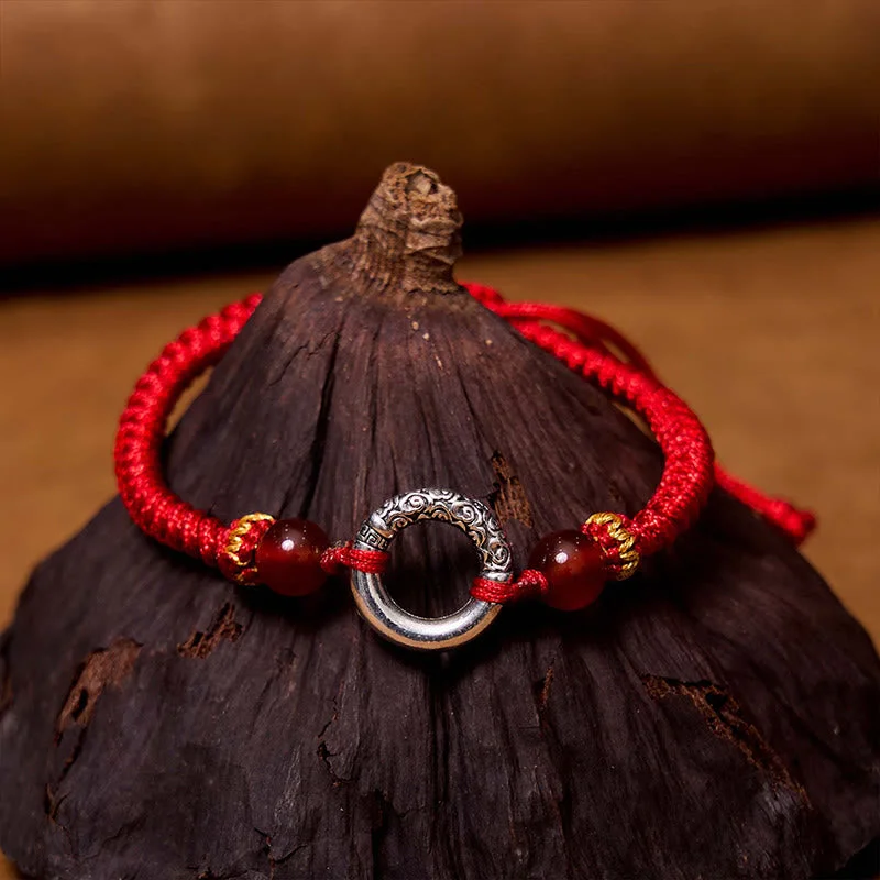 Leather and Metal Bracelets for Men-Buddha Stones 925 Sterling Silver Plated Copper Peace Buckle Protection Braided String Bracelet Leather and Metal Bracelets for Men-Buddha Stones 925 Sterling Silver Plated Copper Peace Buckle Protection Braided String Bracelet