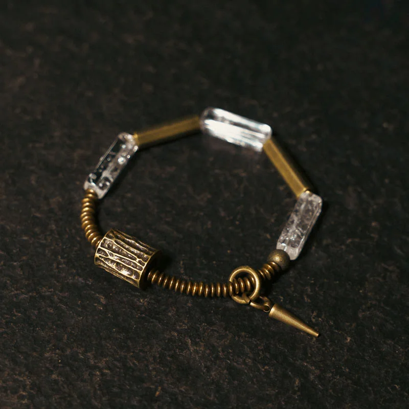 Men's Bracelets with Gemstones-Buddha Stones Copper Square White Crystal Luck Bracelet Men's Bracelets with Gemstones-Buddha Stones Copper Square White Crystal Luck Bracelet