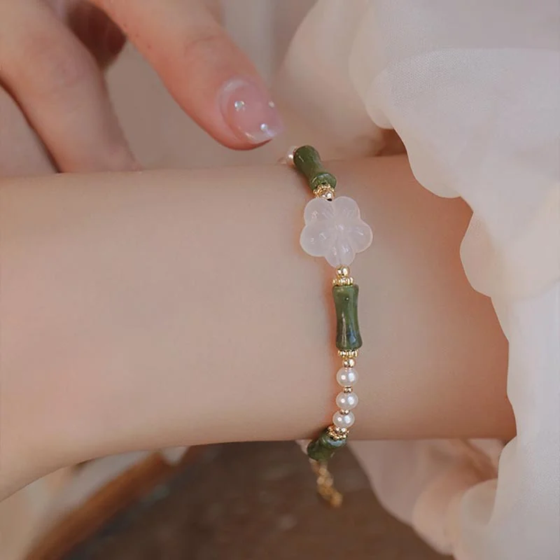 Bridal Bangle Sets for Women-Buddha Stones Peridot Bamboo Flower Agate Pearl Peace Bracelet Bridal Bangle Sets for Women-Buddha Stones Peridot Bamboo Flower Agate Pearl Peace Bracelet