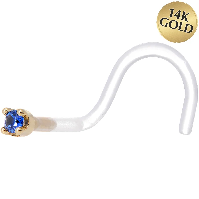 Nose Rings for New Piercings -18 Gauge 1/4 Yellow Gold 1.5mm Genuine Blue Sapphire Bioplast Nose Ring Nose Rings for New Piercings -18 Gauge 1/4 Yellow Gold 1.5mm Genuine Blue Sapphire Bioplast Nose Ring