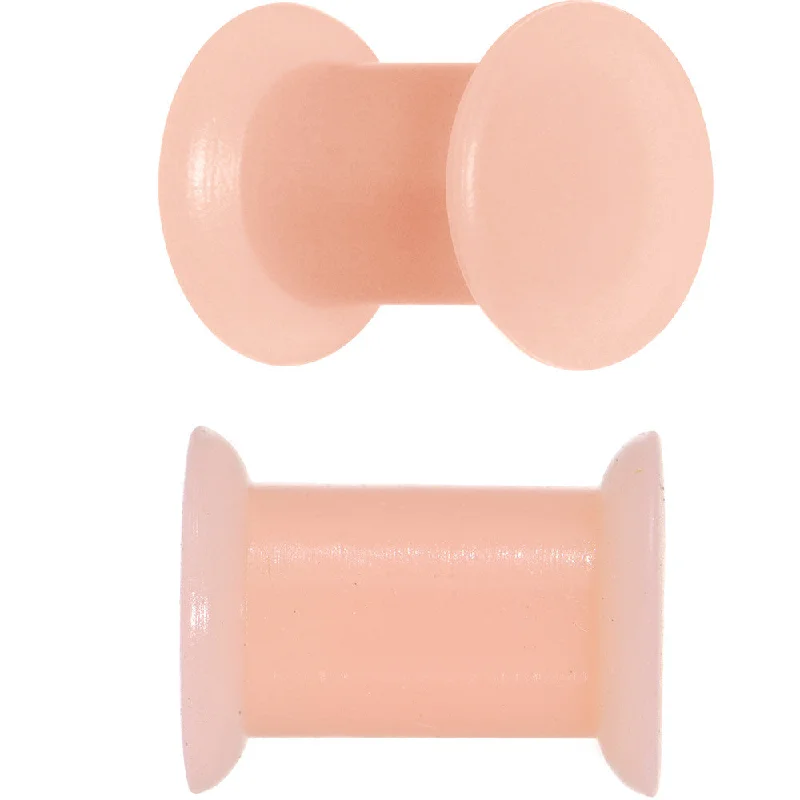 Women's Earrings – Elegant Designs for Every Personality--2 Gauge Light Flesh Tone Silicone Double Flare Plug Set