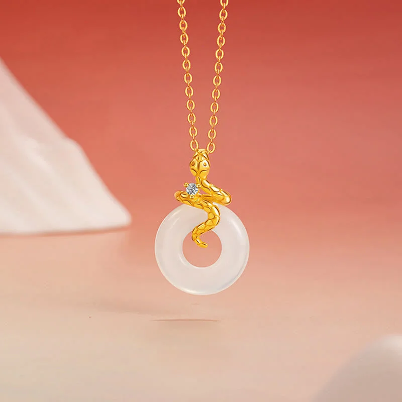 Shop Classic Women's Necklaces & Pendants with a Modern Twist-Buddha Stones Chalcedony 925 Sterling Silver Year of the Snake Peace Buckle Positive Necklace Pendant Shop Classic Women's Necklaces & Pendants with a Modern Twist-Buddha Stones Chalcedony 925 Sterling Silver Year of the Snake Peace Buckle Positive Necklace Pendant