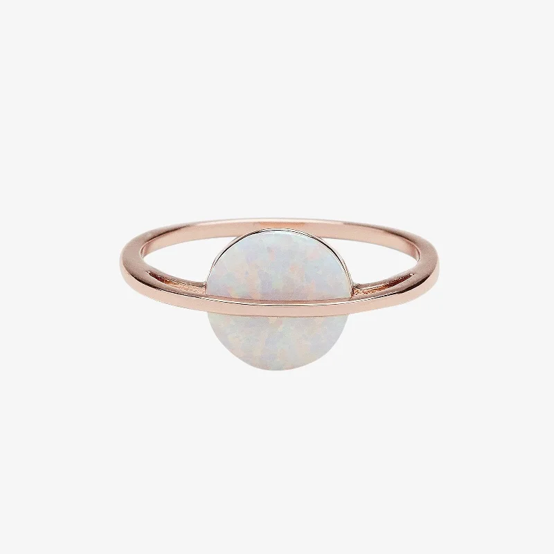 Chic Women's Rings for Fashion-Forward Looks-Rose Gold Opal Saturn Ring