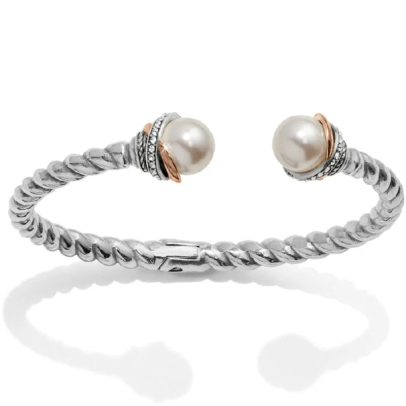 Adjustable Gemstone Bangles for Women-Neptune's Rings Pearl Open Hinged Bangle