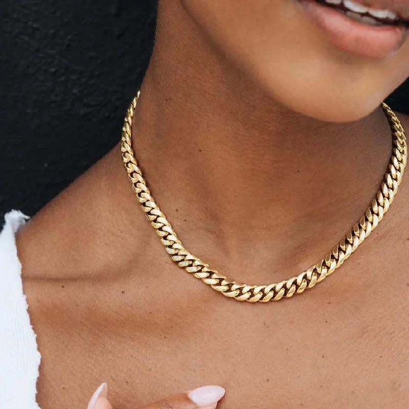 Shop Classic Women's  Necklaces & Pendants with a Modern Twist-Miami Cuban Link Necklace in Yellow Gold - 8mm