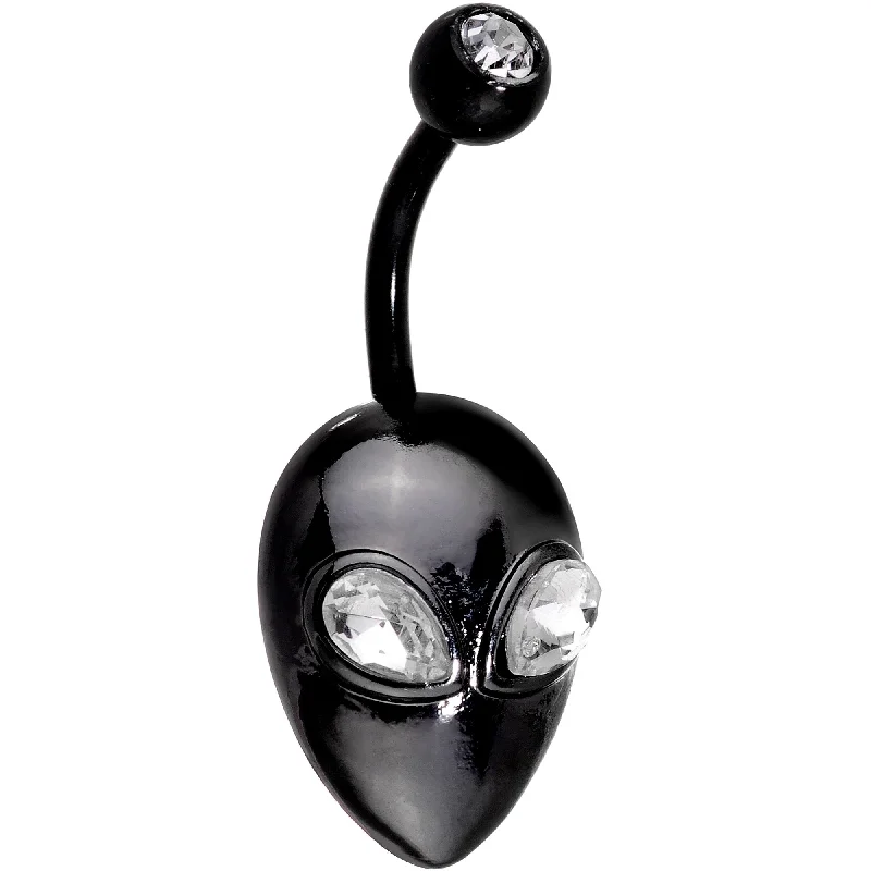 Designer Belly Rings for Dazzling Effect -Clear Gem Midnight Black Alien Invasion Belly Ring Designer Belly Rings for Dazzling Effect -Clear Gem Midnight Black Alien Invasion Belly Ring