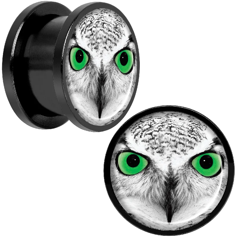 Women's Earrings – Elegant Designs for Every Personality--Black White Owl Black Anodized Screw Fit Plug Set 9/16 Women's Earrings – Elegant Designs for Every Personality--Black White Owl Black Anodized Screw Fit Plug Set 9/16