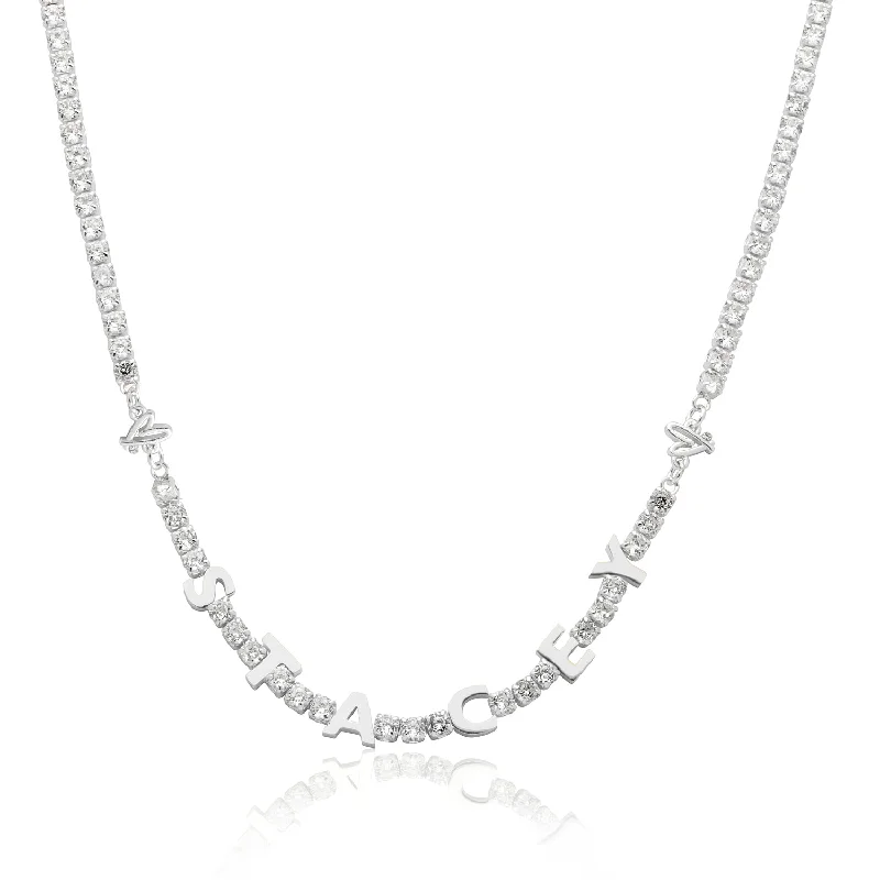 Shop Classic Women's Necklaces & Pendants with a Modern Twist-Custom Name Tennis Necklace (Silver) Shop Classic Women's Necklaces & Pendants with a Modern Twist-Custom Name Tennis Necklace (Silver)